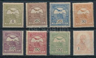 1906 Turul 8 klf bélyeg fordított állású vízjellel. Ritkán látott, szép összeállítás.