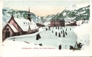 Grindelwald ice skating field and Hotel Alpenruh