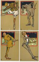 6 pre-1945 Billiard art postcards, J.V.A. series. s: LG