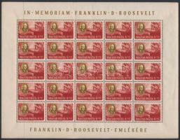 1947 Roosevelt díszes feliratú teljes ívsor. Nagyon ritka, mert majdnem az összes ívsort széttépték....