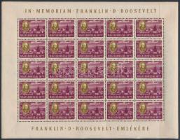 1947 Roosevelt díszes feliratú teljes ívsor. Nagyon ritka, mert majdnem az összes ívsort széttépték....