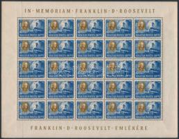 1947 Roosevelt díszes feliratú teljes ívsor. Nagyon ritka, mert majdnem az összes ívsort széttépték....