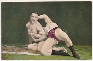 Ringkampf, Armzug nach hinten. Raphael Tuck &amp; Sons "Oilette" Serie Ringkämpfer No. 360. / wrestling match, wrestlers