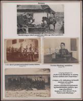 1914-1918 Hírközlés az I. világháborúban. 9 db eredeti fotót és képeslapot tartalmazó tabló, magyará...