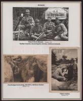 1914-1918 Hírközlés az I. világháborúban. 9 db eredeti fotót és képeslapot tartalmazó tabló, magyará...