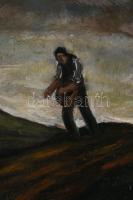 Podolini-Volkman Artúr (1891-1943): Magvető. Olaj, karton. Jelzés nélkül. Hátoldalán Nemzeti Szalon ...