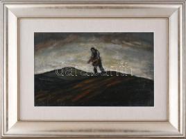 Podolini-Volkman Artúr (1891-1943): Magvető. Olaj, karton. Jelzés nélkül. Hátoldalán Nemzeti Szalon ...