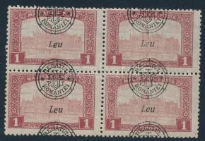 Nagyvárad 1919 Parlament 1K 4-es tömb eltolódott felülnyomással, Bodor vizsgálójellel