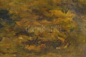 Olvashatatlan jelzéssel: Vízparti táj. Olaj, vászon. Dekoratív fakeretben, 45×55 cm