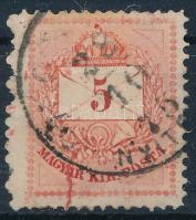 1874 5kr alul látványos, hosszú lemezrepedés