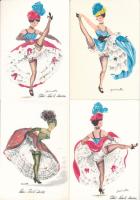 14 db RÉGI erotikus tánc művészlap, Moulin Rouge / 14 pre-1945 erotic art postcards, Moulin Rouge