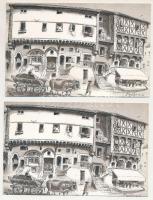 38 db RÉGI francia művészlap, Robida / 38 pre-1945 French art postcards. s: Robida