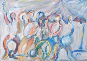 TM jelzéssel: Társaság. Olaj, farost, 50×70 cm.