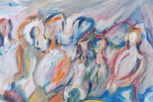 TM jelzéssel: Társaság. Olaj, farost, 50×70 cm