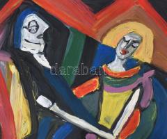 Scheiber H jelzéssel: Táncoló páros. Olaj, farost, 51×39 cm