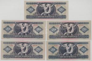 1969. 20Ft + 1975. 20Ft (4x) T:F szép papír