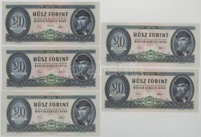 1969. 20Ft + 1975. 20Ft (4x) T:F szép papír