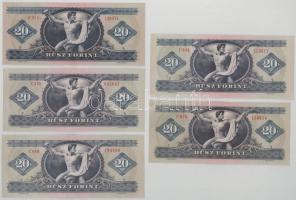 1969. 20Ft + 1975. 20Ft (4x) T:F szép papír