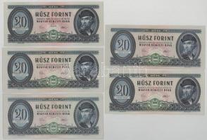 1969. 20Ft + 1975. 20Ft (4x) T:F szép papír
