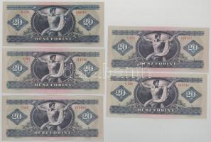 1969. 20Ft + 1975. 20Ft (4x) T:F szép papír