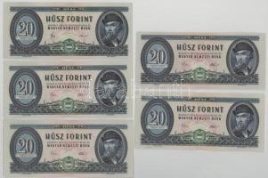 1975. 20Ft (4x) + 1980. 20Ft T:F szép papír