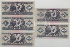 1975. 20Ft (4x) + 1980. 20Ft T:F szép papír