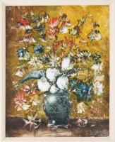 Szilágyi Imre (1942-): Csendélet. Olaj, farost, jelezve jobbra lent. 50x40 cm. Fakeretben.