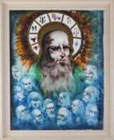 Szilágyi Imre (1942-): Horoscopische. Olaj, karton, jelzés nélkül. 70x55 cm. Fakeretben.