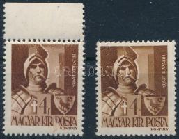 1943 Hadvezérek 4f ívszéli, nagy lemezhiba alul + támpéldány