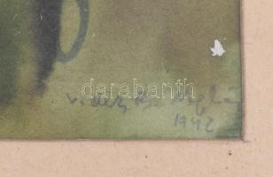 Vidéky Brigitta (1911-2017): Nagybányai részlet, 1942. Akvarell, papír, jelezve jobbra lent. Üvegeze...