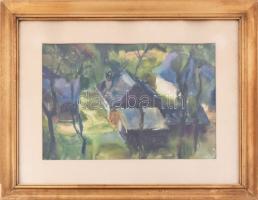 Vidéky Brigitta (1911-2017): Nagybányai részlet, 1942. Akvarell, papír, jelezve jobbra lent. Üvegeze...