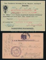 1916-1937 Az Országos Frontharcos Szövetség VI. ker. főcsoport meghívója Klein Gyula százados rézére a budapesti Edison Kávéházban tartandó találkozóra, hozzá tartozik a meghívott egy I. világháborús tábori postai lapja, mindkettő jó állapotban