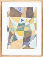Poldi jelzéssel: Geometrikus kompozíció. Vegyes technika, papír. Üvegezett fakeretben, 31,5×23,5 cm