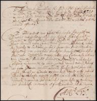 1717 Pozsony, Ramocsaházy Bernardin ferences tartományfőnök latin nyelven írt levele, két beírt olda...