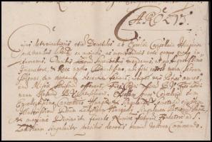 1717 Pozsony, Ramocsaházy Bernardin ferences tartományfőnök latin nyelven írt levele, két beírt olda...