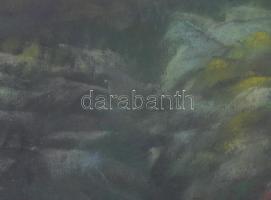 Katona Nándor jelzéssel: Táj. Pasztell, papír, 31,5x46 cm. Üvegezett fakeretben