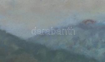 Katona Nándor jelzéssel: Táj. Pasztell, papír, 31,5x46 cm. Üvegezett fakeretben