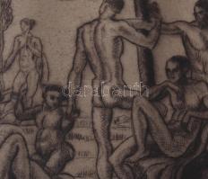 Kmetty János (1889 -1971): Koncert, 1920. Rézkarc, papír, jelzett, számozott: 24/75. Üvegezett faker...