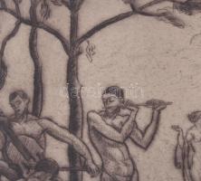 Kmetty János (1889 -1971): Koncert, 1920. Rézkarc, papír, jelzett, számozott: 24/75. Üvegezett faker...