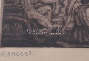 Kmetty János (1889 -1971): Koncert, 1920. Rézkarc, papír, jelzett, számozott: 24/75. Üvegezett faker...