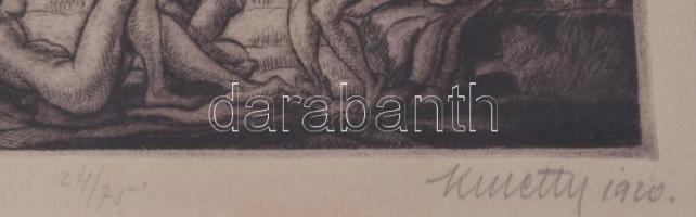 Kmetty János (1889 -1971): Koncert, 1920. Rézkarc, papír, jelzett, számozott: 24/75. Üvegezett faker...