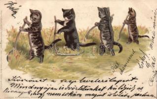1899 Scything cats litho