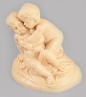 Kerub lány és fiú, gipsz őrlemény, jelzett 18x19 cm