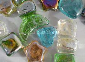 Asztaldekor üvegek fém dobozban 3-4 cm 6 db