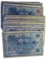 Német Birodalom 1908. 100M (~70db, vegyesen piros és zöld pecséttel) T:F-G German Empire 1908. 100 Mark (~70pcs, mixed with red and green seals) C:F-G