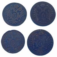 1800E 3kr Cu "I. Ferenc" (Gyulafehérvár) + 1800B 3kr + 6kr Cu "I. Ferenc" (2x) T...