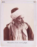 Berggren, Guillaume Gustave (1835-1920): Idős török férfi. Albumin fotó kartonon Cholnoky Jenő földrajztudós és utazó feliratozásával 25x33 cm /  Berggren, Guillaume Gustave (1835-1920): Old Turkish man in Istanbul. Albumen photo on cardboard with captions by geographer and traveler Jenő Cholnoky 25x33 cm