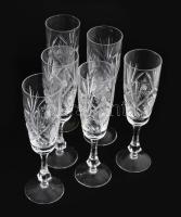 6 személyes kristály pezsgős pohár garnitúra, hibátlan, m: 20,5 cm