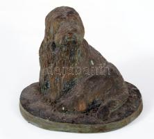 Műgyanta puli kutya szobor, m: 17 cm