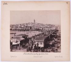 cca 1900 Konstantinápoly Galata híd / Péra és Galata Kétoldalas albumin fotók kartonon Sébah &amp; Joaillier jelzett felvétele Cholnoky Jenő földrajztudós és utazó feliratozásával 36x30 cm /  cca 1900 Constantinople (Istanbul) Galata bridge / Pera and Galata. Double sided albumin photos by Sébah &amp; Joaillier with Hungarian traveler's caption 36x30 cm